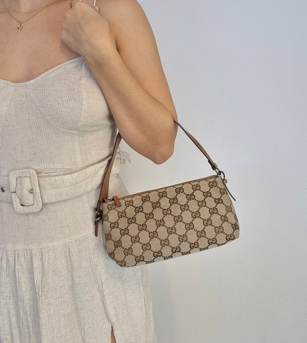 Gucci GG Beige/brown Canvas Pochette