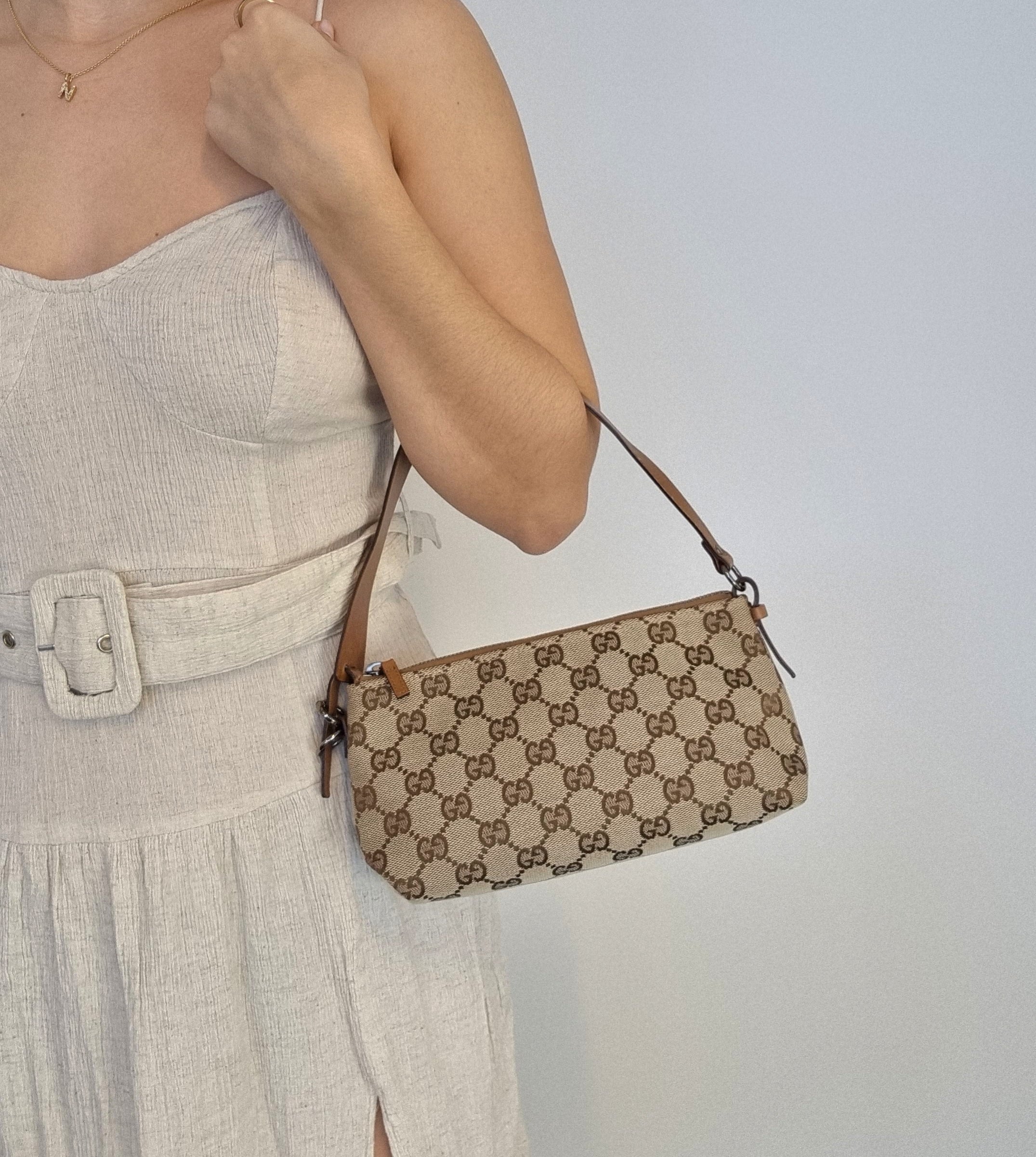 Gucci GG Beige/brown Canvas Pochette