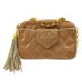CHANEL * 1989-1991 Pocket Camera Bag Mini Beige Lizard