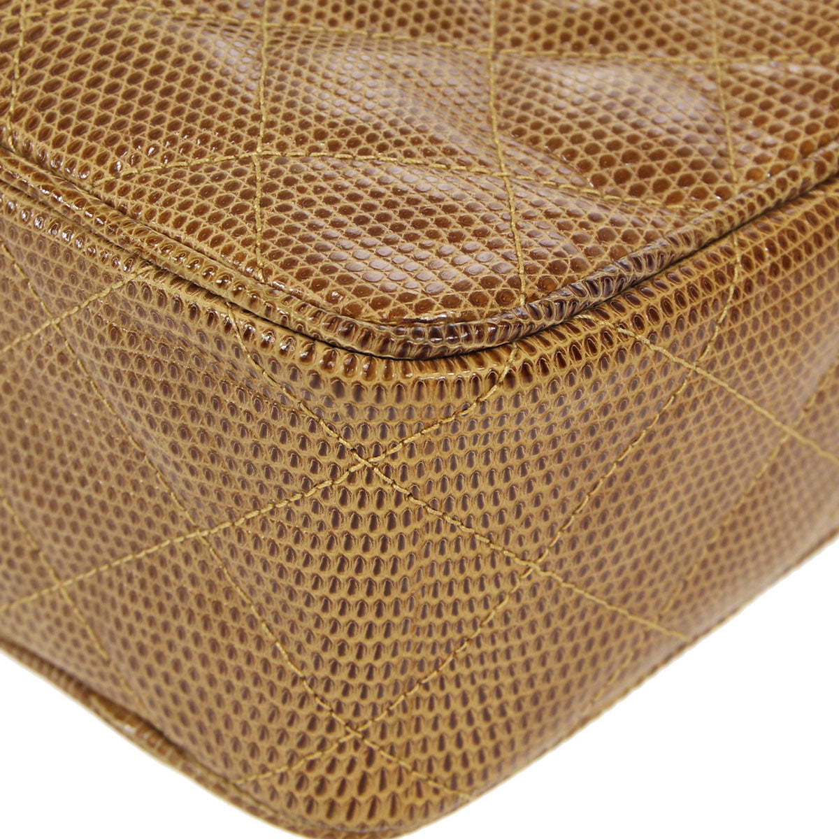 CHANEL * 1989-1991 Pocket Camera Bag Mini Beige Lizard