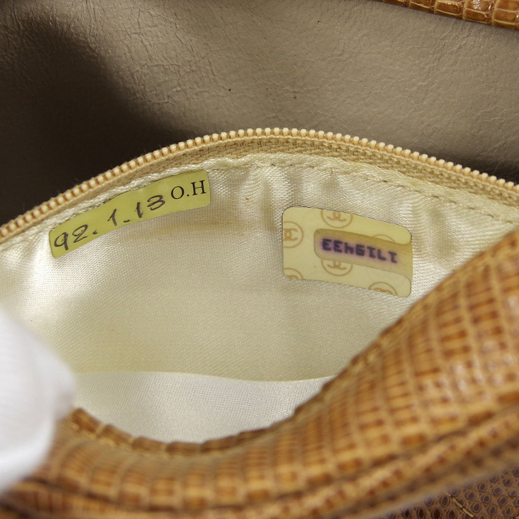CHANEL * 1989-1991 Pocket Camera Bag Mini Beige Lizard