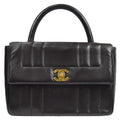 CHANEL 1994-1996 Border Vertical Handbag Black Lambskin