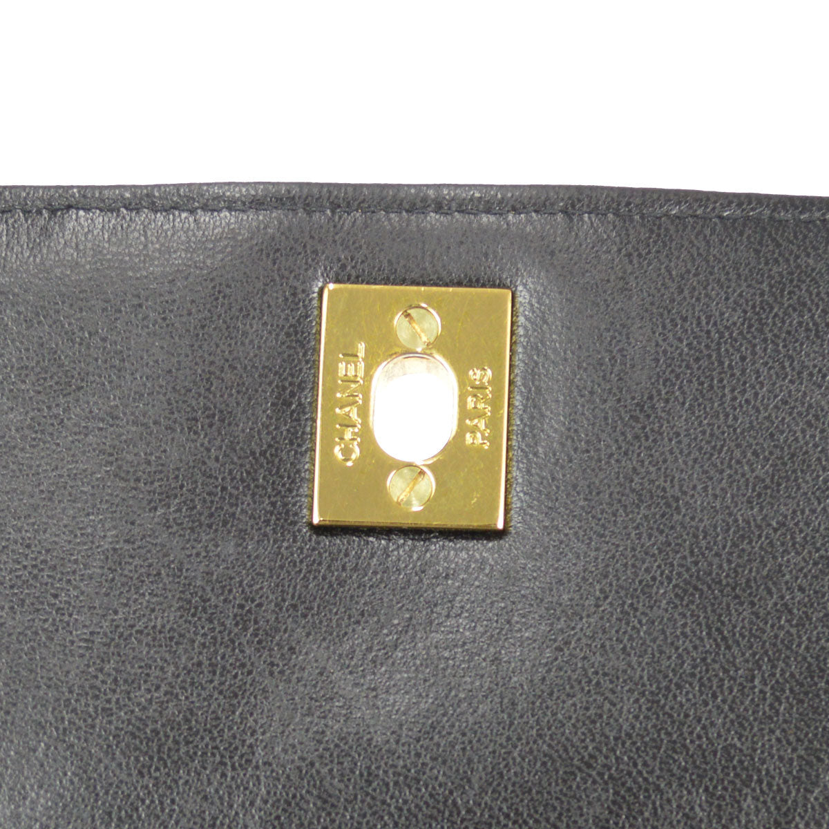 CHANEL 1994-1996 Border Vertical Handbag Black Lambskin