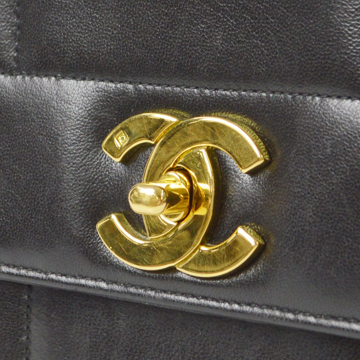 CHANEL 1994-1996 Border Vertical Handbag Black Lambskin