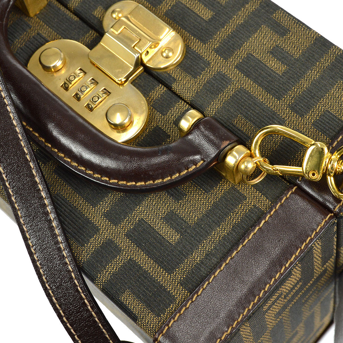 FENDI Zucca 2way Vanity Handbag Brown 66751