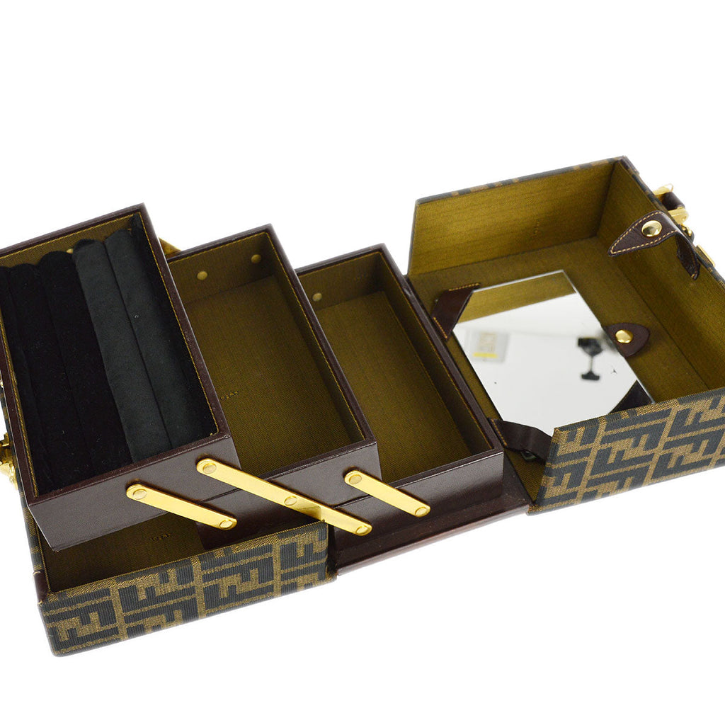 FENDI Zucca 2way Vanity Handbag Brown 66751
