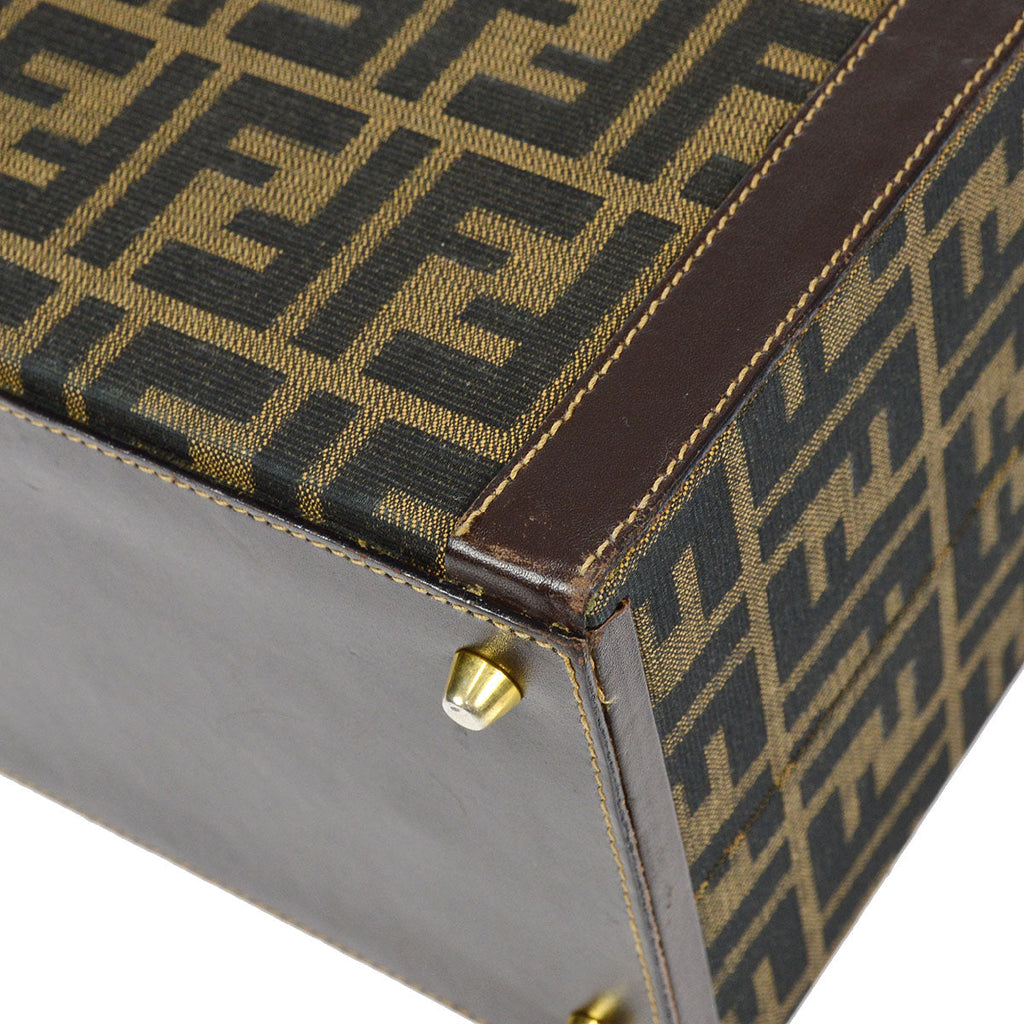 FENDI Zucca 2way Vanity Handbag Brown 66752