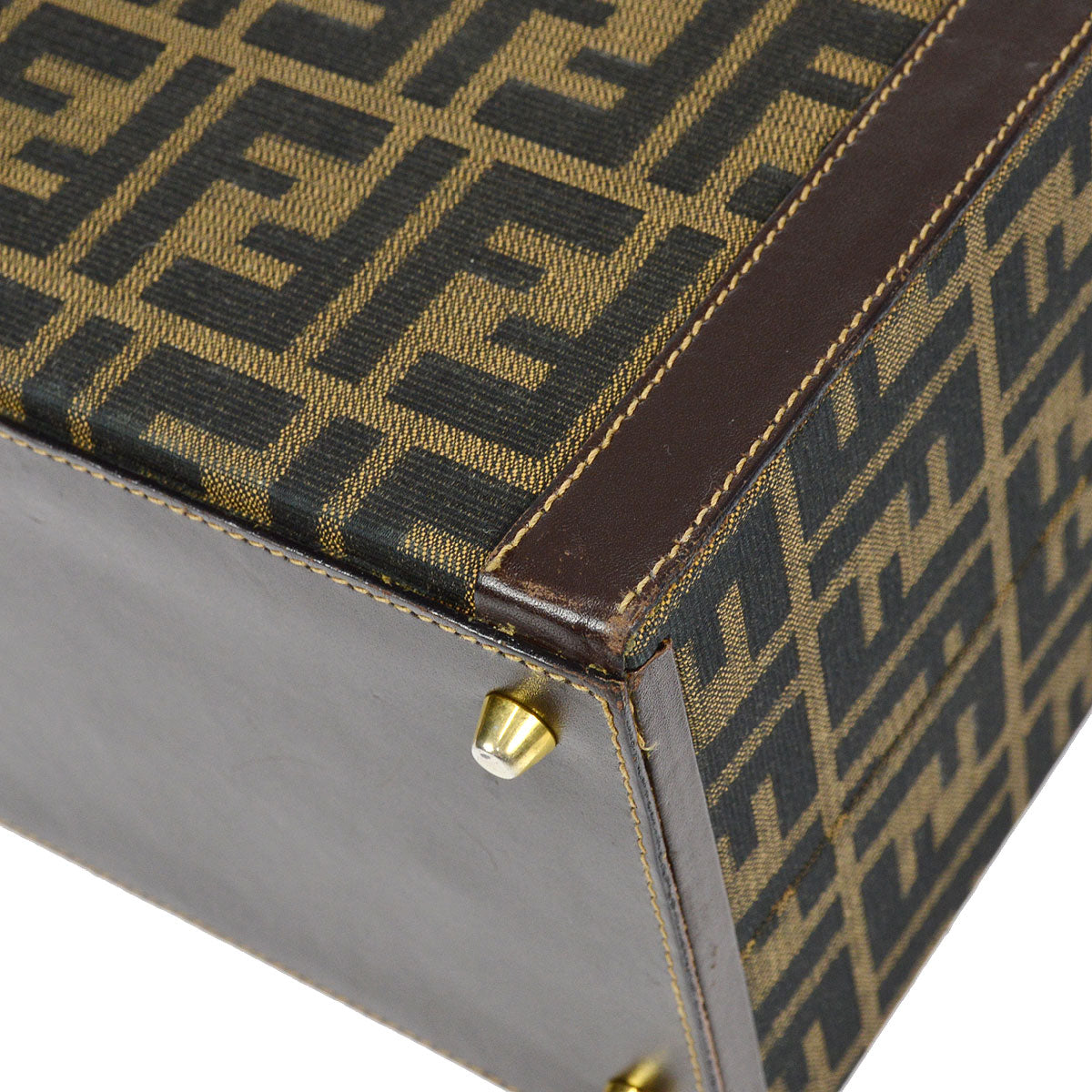 FENDI Zucca 2way Vanity Handbag Brown 66752