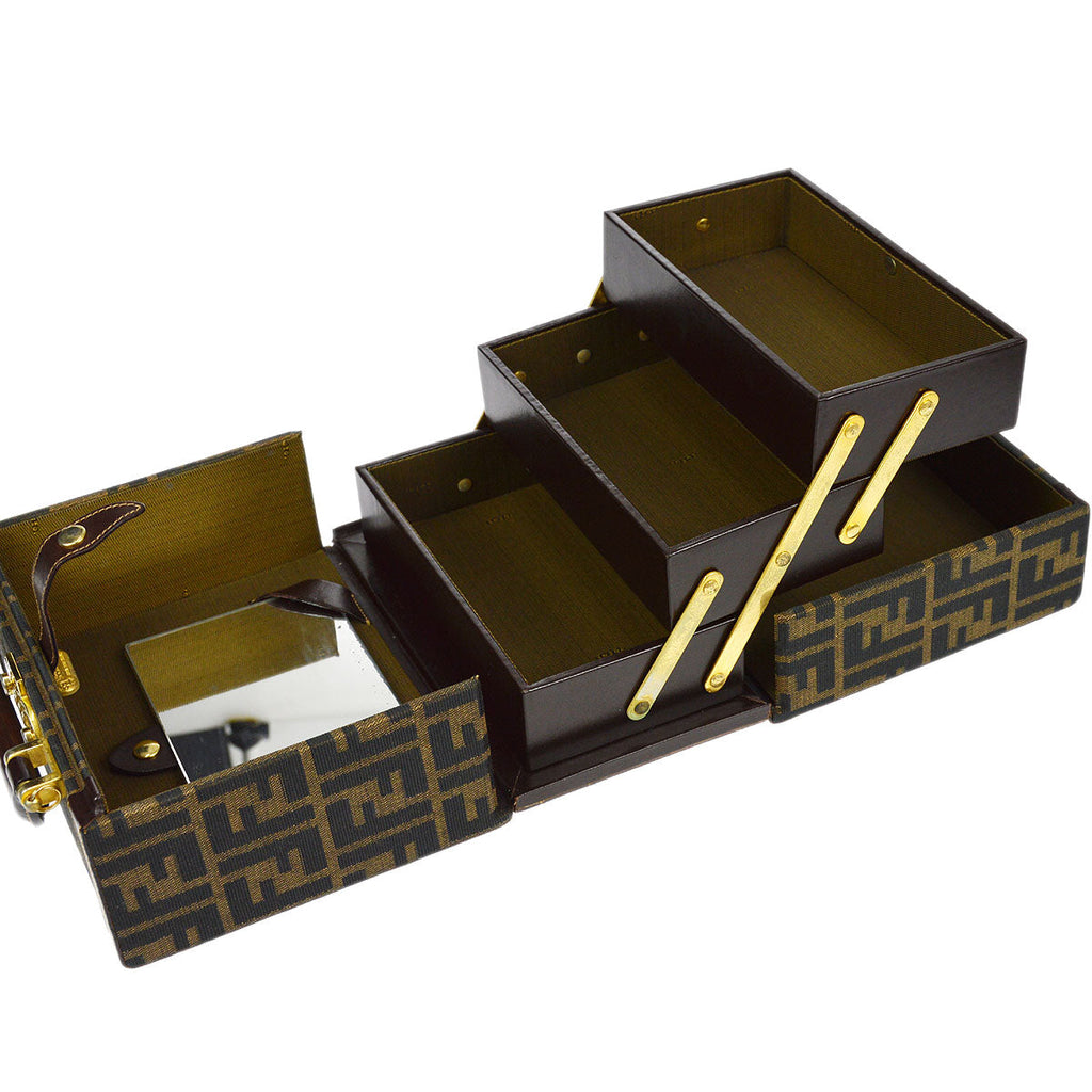 FENDI Zucca 2way Vanity Handbag Brown 66752