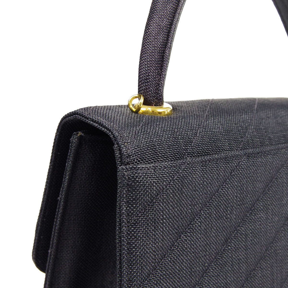 CHANEL 1991-1994 Diagonal Handbag Black