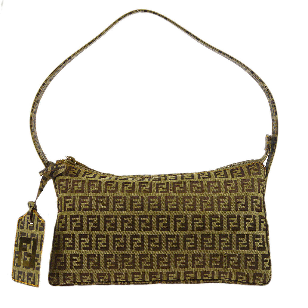 FENDI Zucchino Handbag Beige 77505