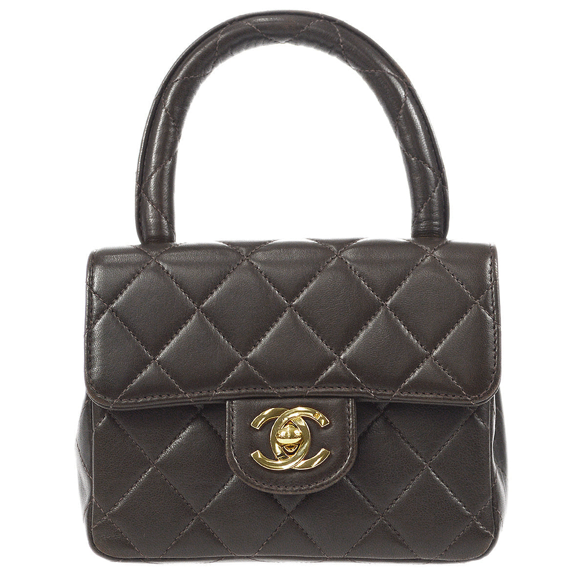 CHANEL 1994 Classic Flap Handbag Micro Brown Lambskin