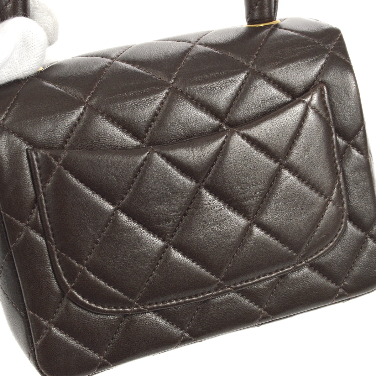 CHANEL 1994 Classic Flap Handbag Micro Brown Lambskin