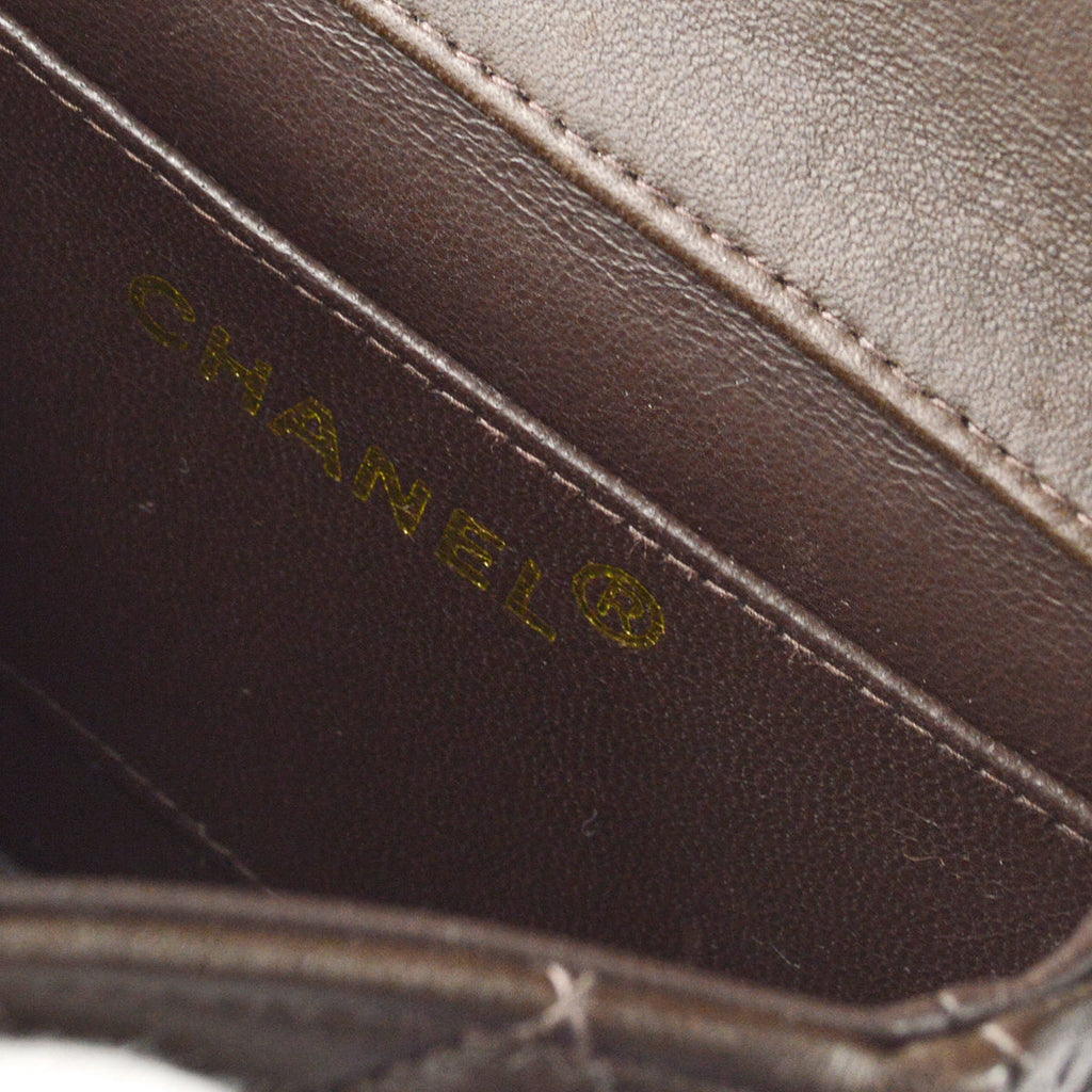 CHANEL 1994 Classic Flap Handbag Micro Brown Lambskin