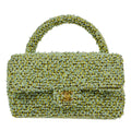 CHANEL 1991-1994 Classic Flap Handbag Medium Tweed Green