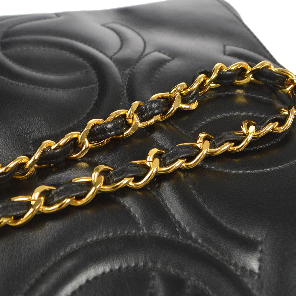 CHANEL 1994-1996 Triple CC Camera Bag Small Black Lambskin