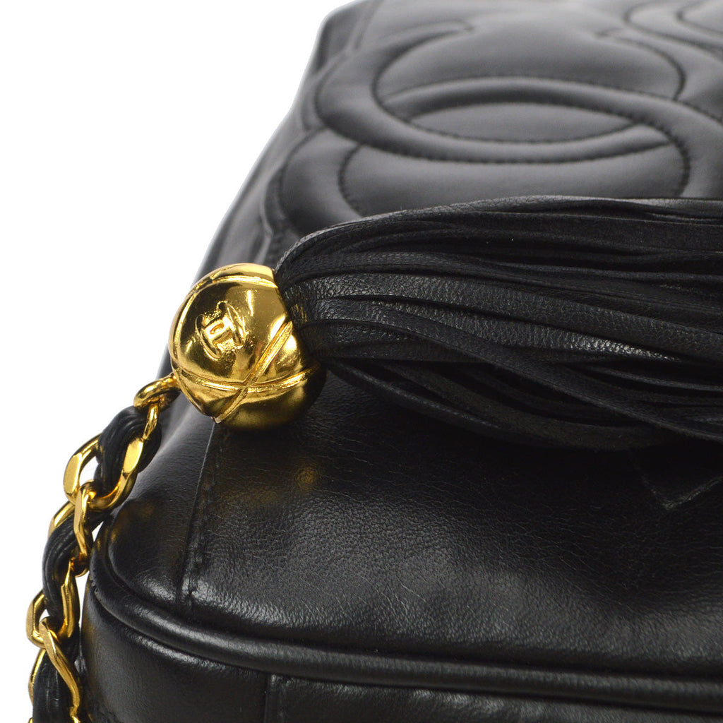 CHANEL 1994-1996 Triple CC Camera Bag Small Black Lambskin