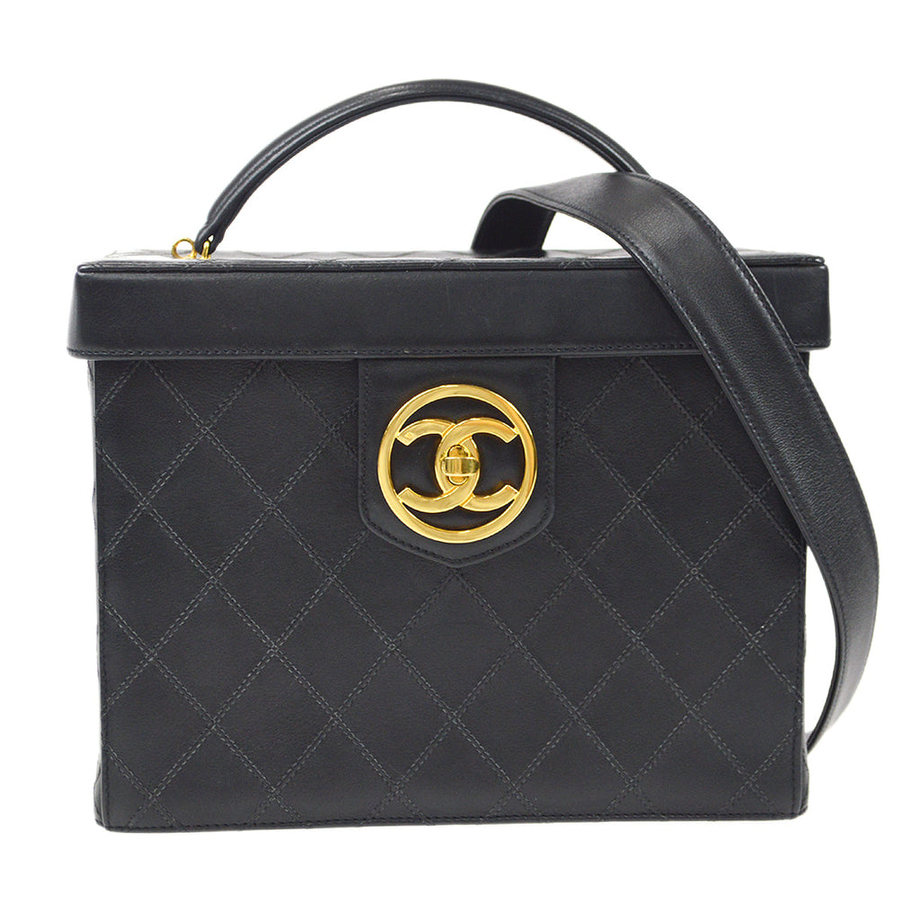 CHANEL 1994-19996 Cosmoline Vanity Handbag Black Lambskin