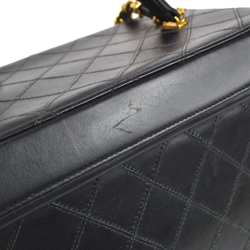 CHANEL 1994-19996 Cosmoline Vanity Handbag Black Lambskin