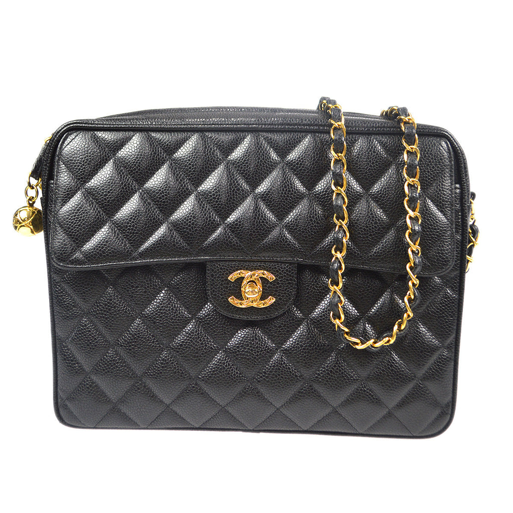 Chanel 1991-1994 Pocket Camera Bag Large Black Caviar