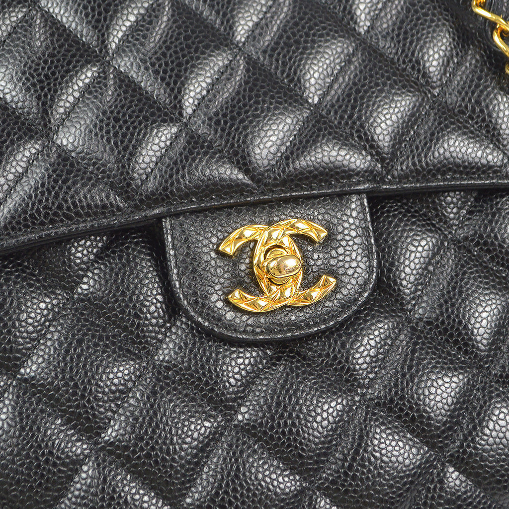 Chanel 1991-1994 Pocket Camera Bag Large Black Caviar
