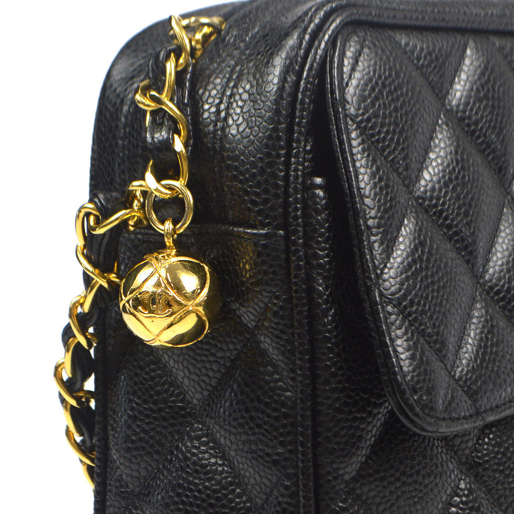 Chanel 1991-1994 Pocket Camera Bag Large Black Caviar