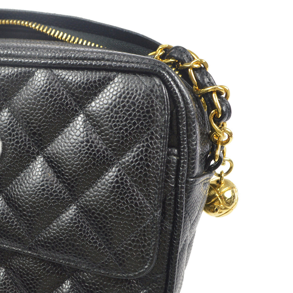 Chanel 1991-1994 Pocket Camera Bag Large Black Caviar