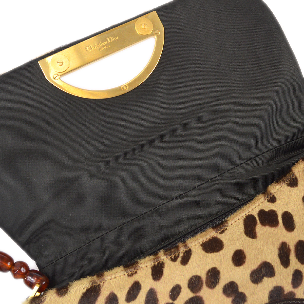 CHRISTIAN DIOR 1999 Malice Pearl Handbag Leopard Pony Hair 66847