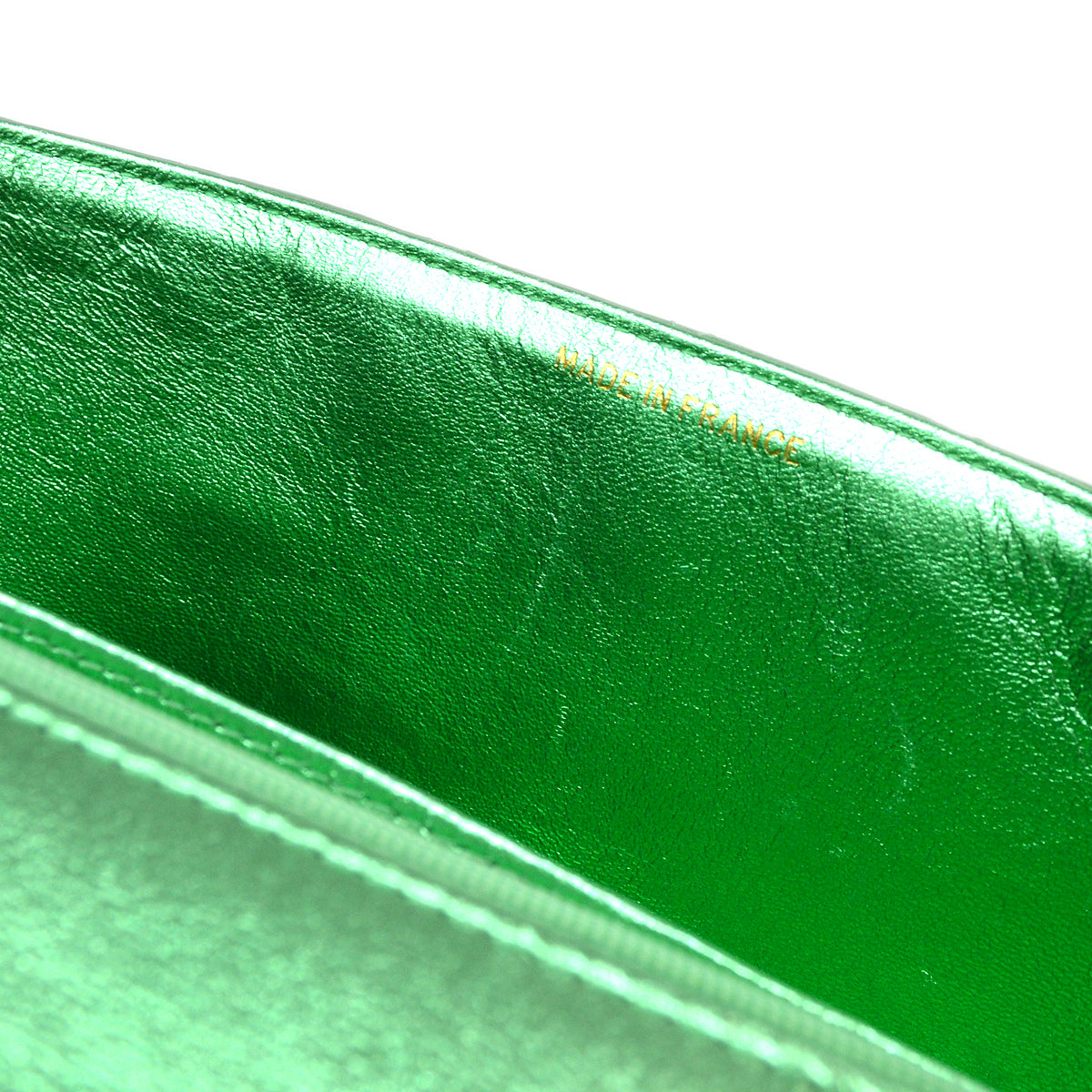 CHANEL 1994 Classic Flap Handbag Medium Metallic Green Lambskin
