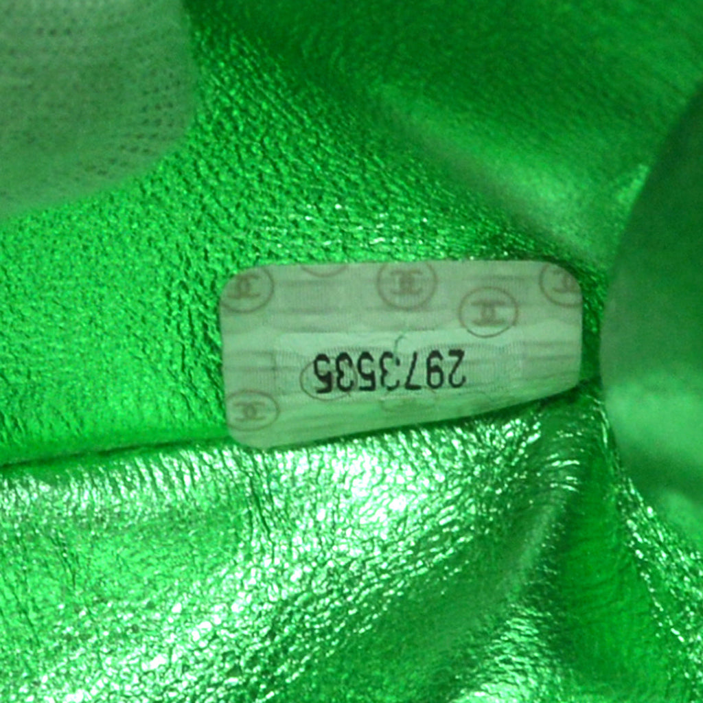 CHANEL 1994 Classic Flap Handbag Medium Metallic Green Lambskin