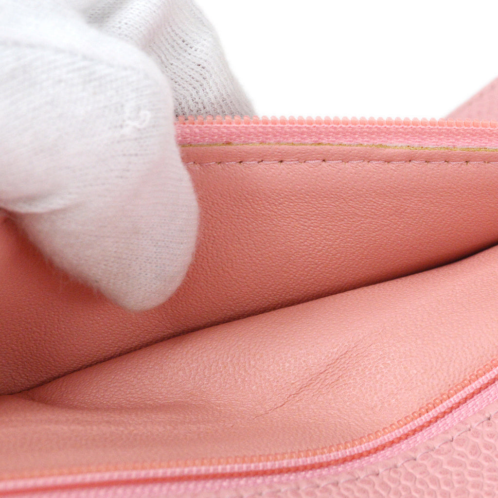 CHANEL 2004-2005 Medium Classic Double Flap Bag Pink Caviar