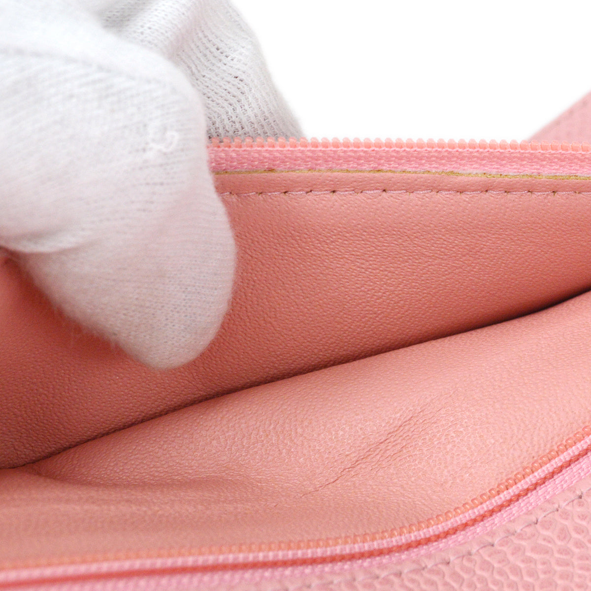 CHANEL 2004-2005 Medium Classic Double Flap Bag Pink Caviar