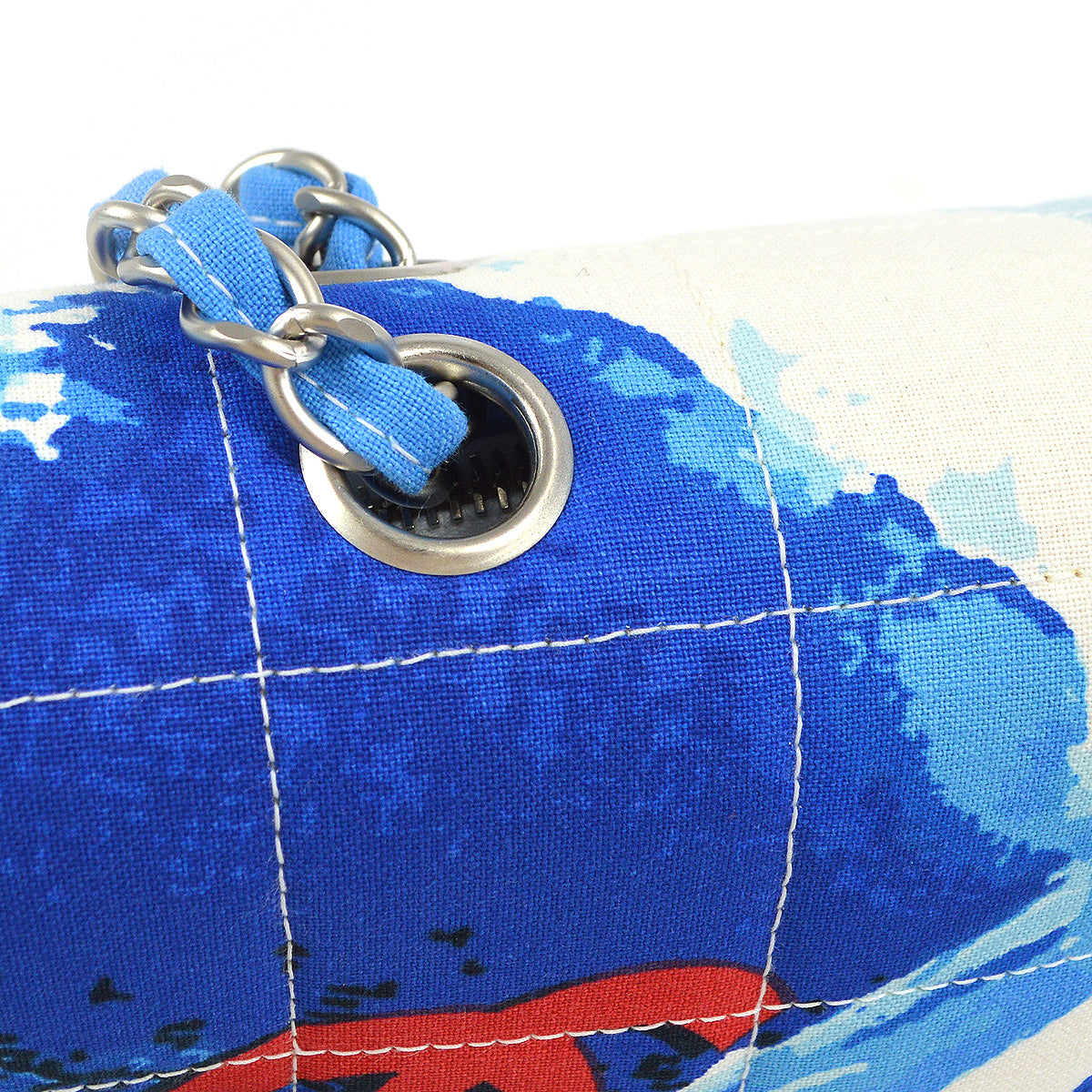 Chanel 2002 Surf Line Flap Shoulder Bag Medium Blue