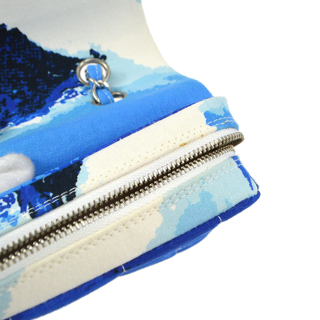 Chanel 2002 Surf Line Flap Shoulder Bag Medium Blue