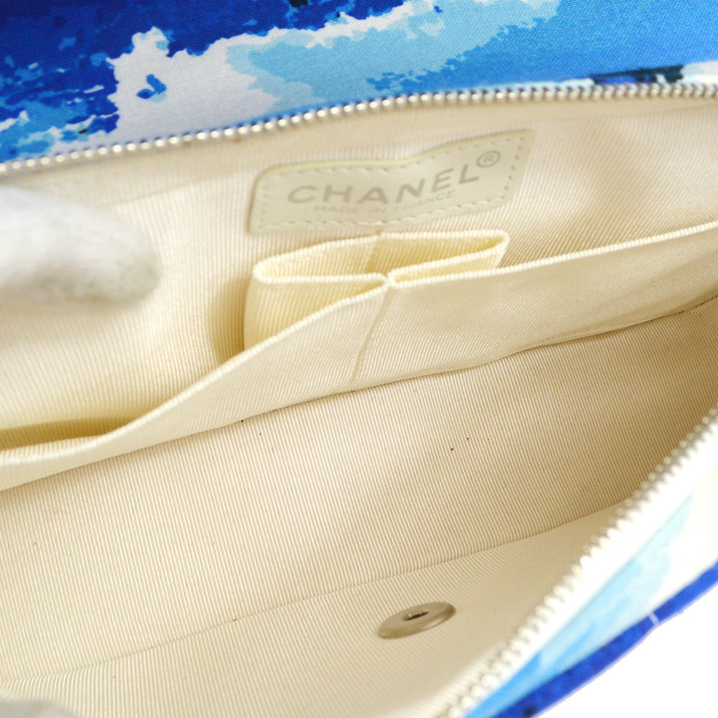 Chanel 2002 Surf Line Flap Shoulder Bag Medium Blue