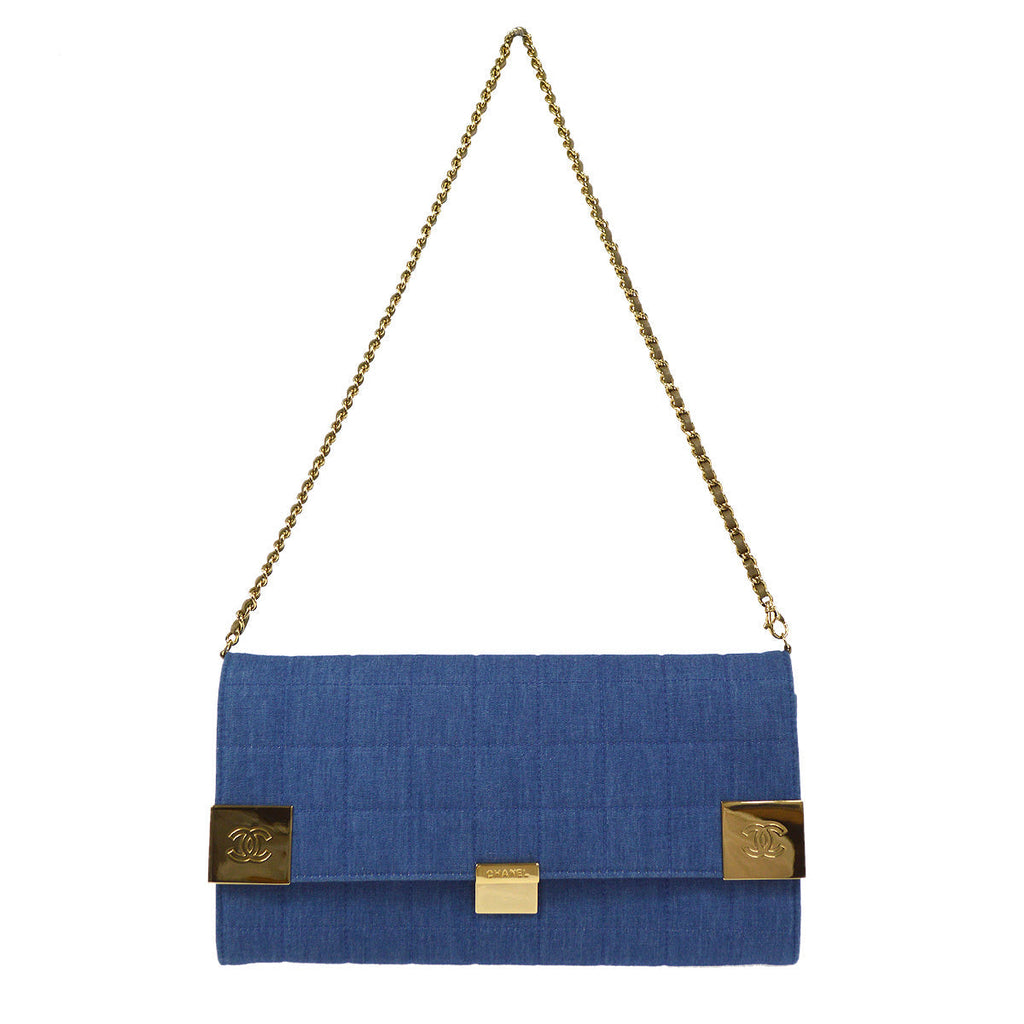 Chanel Choco Bar Chain Shoulder Bag Indigo Denim