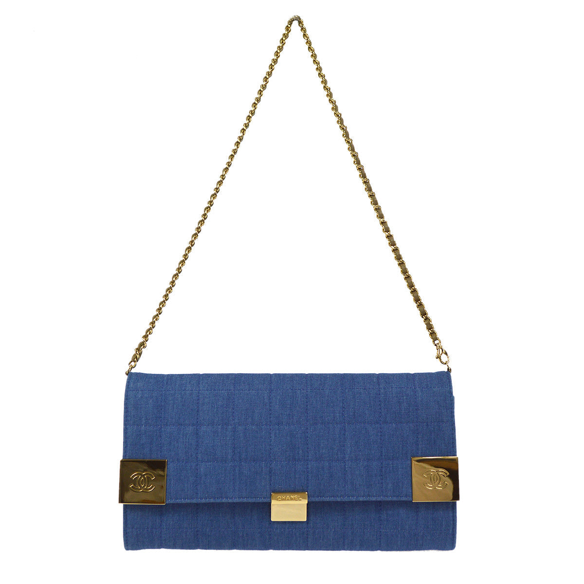 Chanel Choco Bar Chain Shoulder Bag Indigo Denim