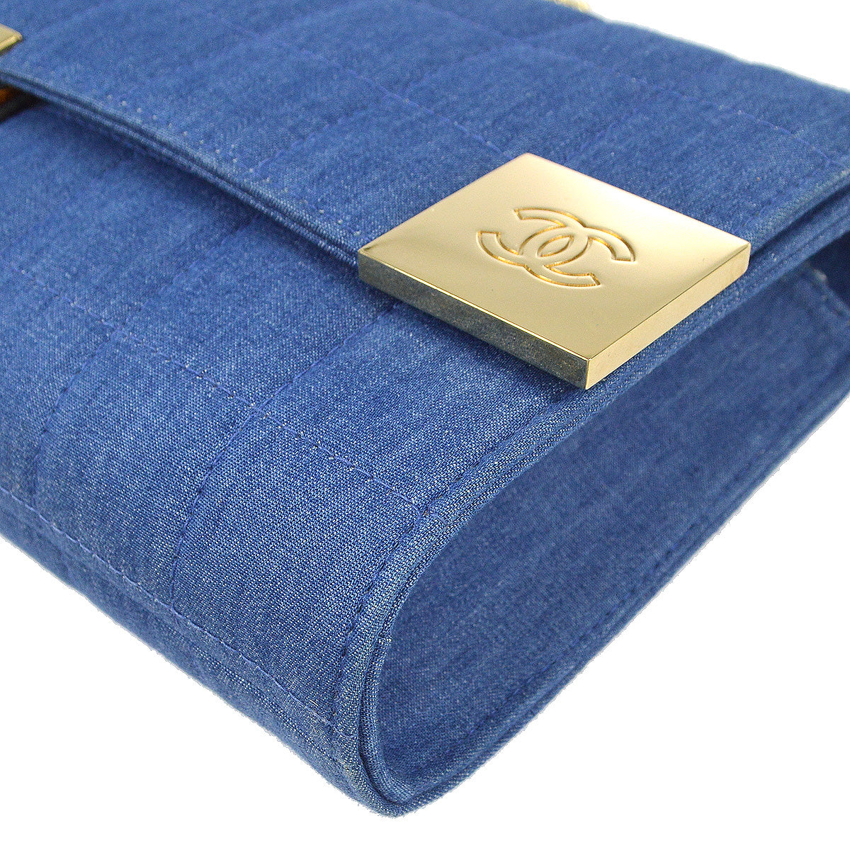 Chanel Choco Bar Chain Shoulder Bag Indigo Denim