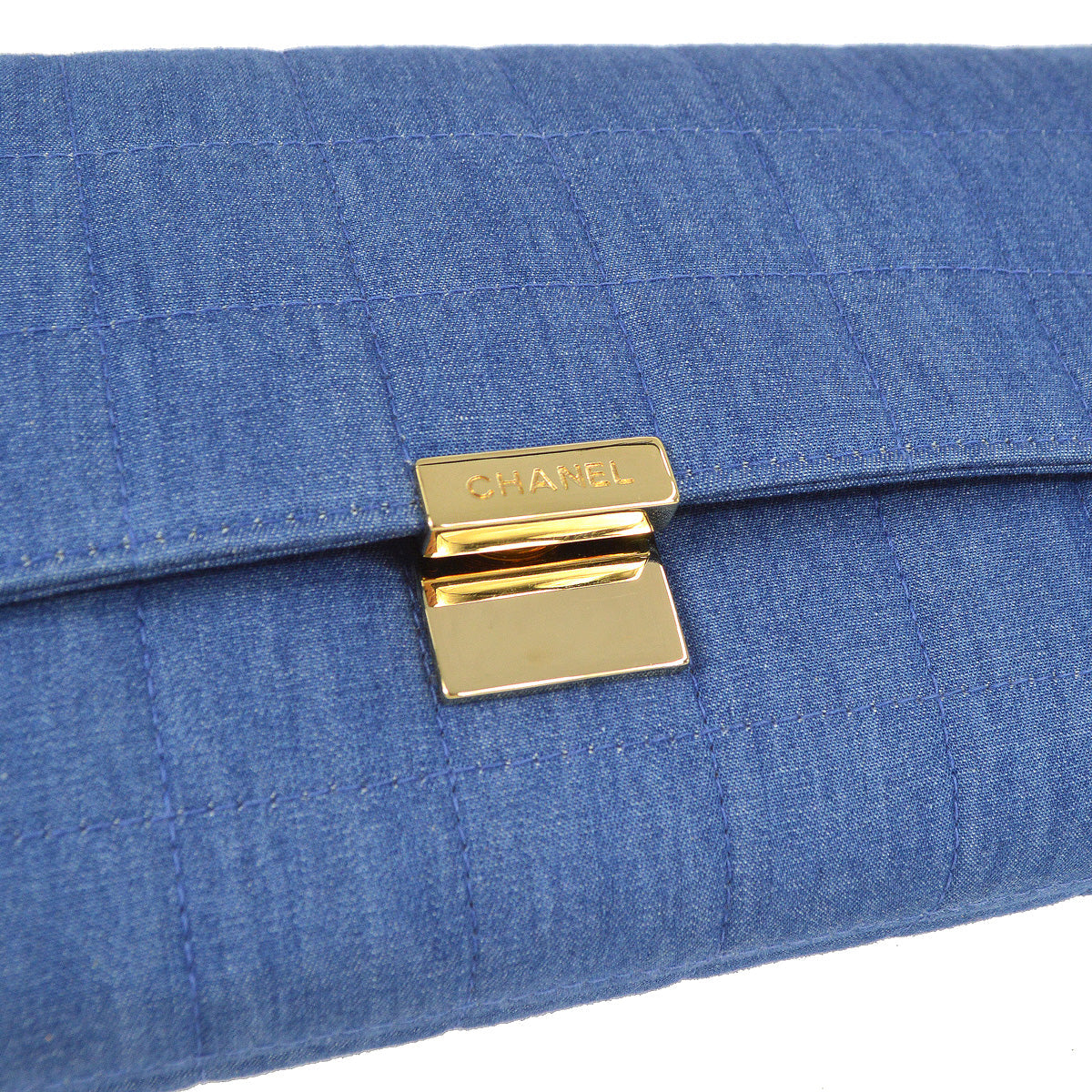 Chanel Choco Bar Chain Shoulder Bag Indigo Denim