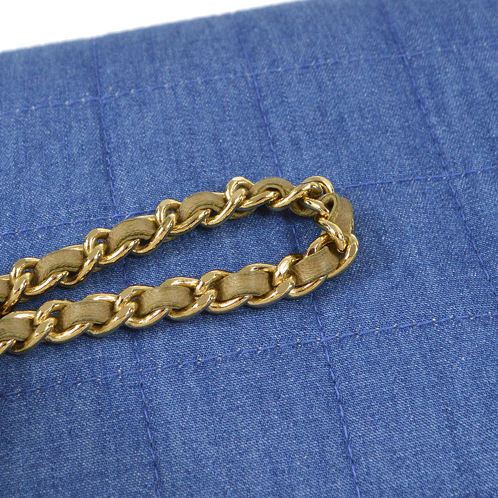 Chanel Choco Bar Chain Shoulder Bag Indigo Denim