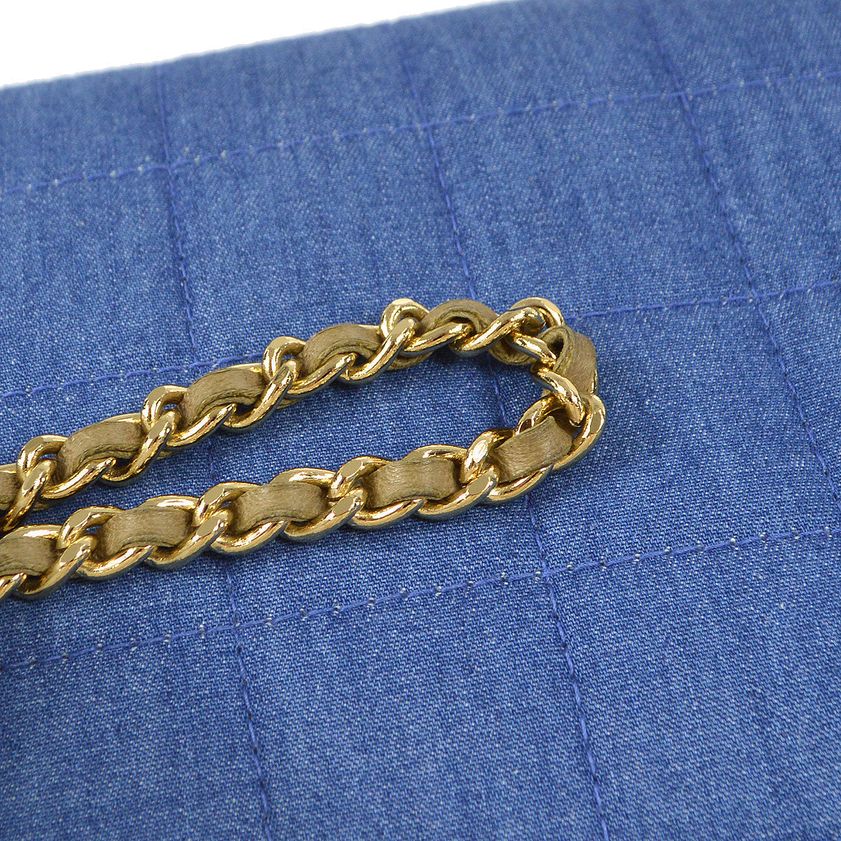 Chanel Choco Bar Chain Shoulder Bag Indigo Denim