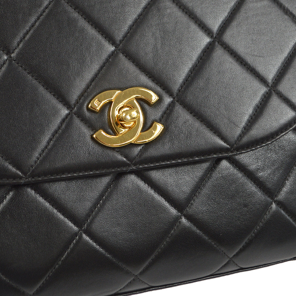 Chanel 1996-1997 Chain Handbag Black Lambskin