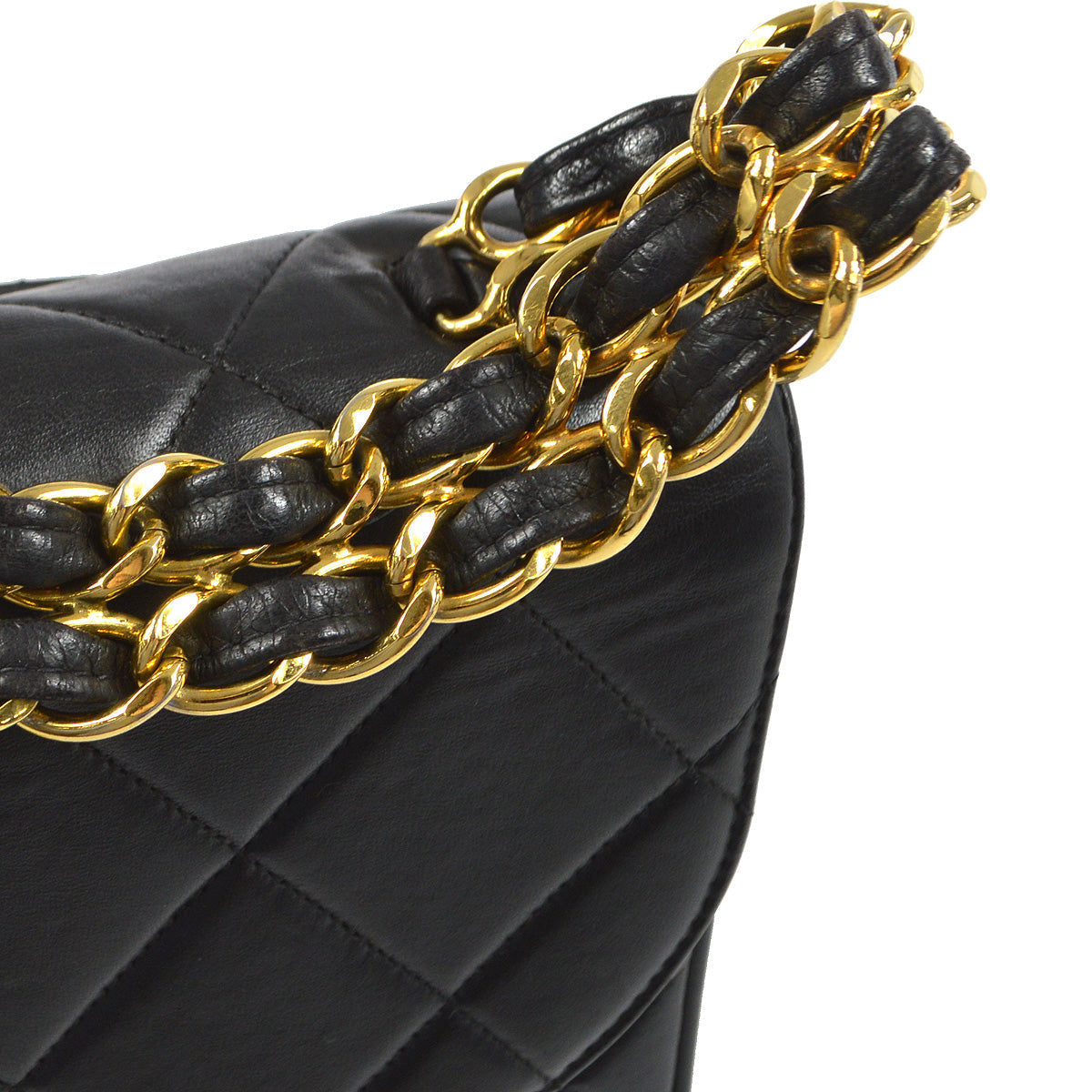 Chanel 1996-1997 Chain Handbag Black Lambskin