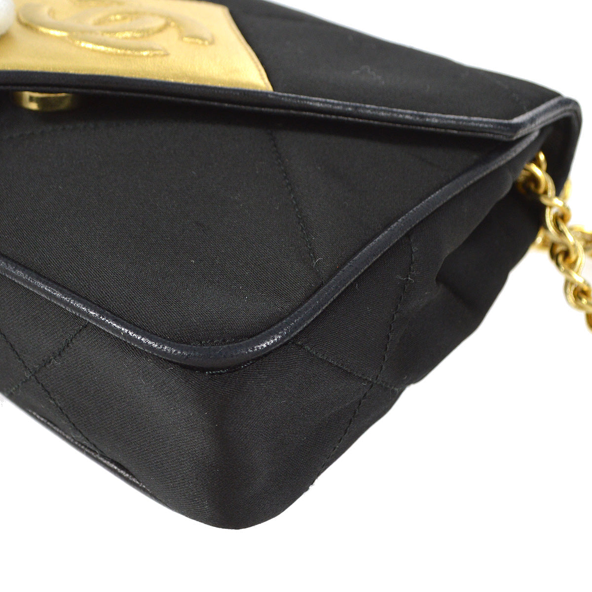 Chanel 1989-1991 Flap Shoulder Bag Mini Black Satin