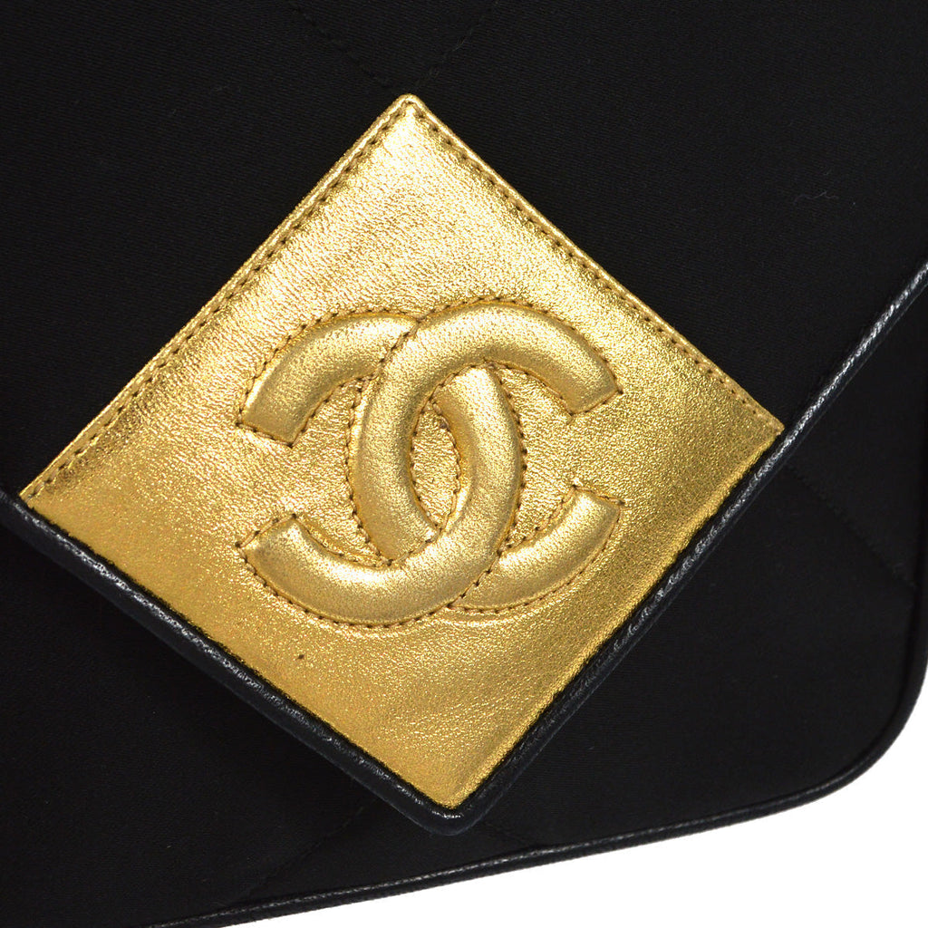 Chanel 1989-1991 Flap Shoulder Bag Mini Black Satin