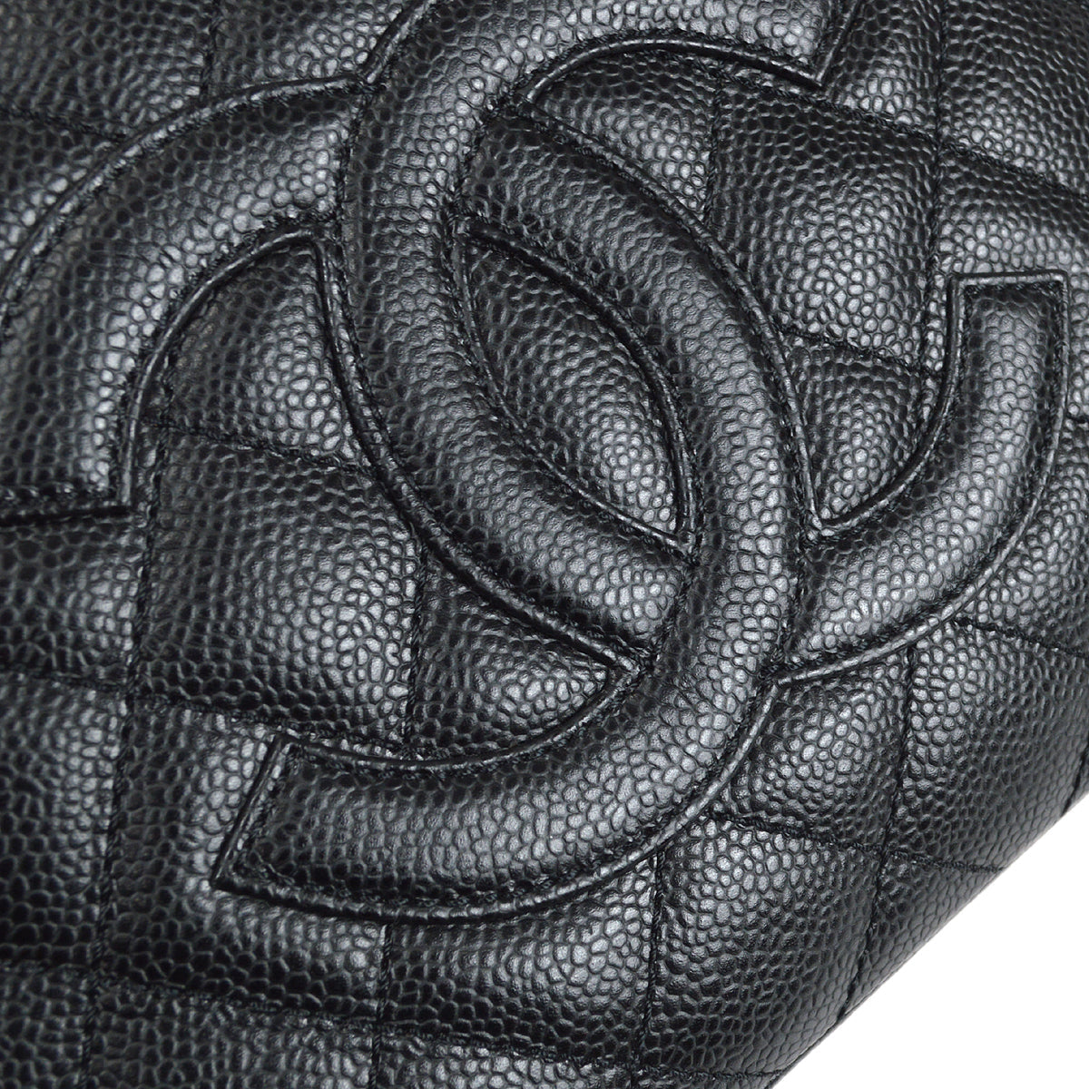Chanel 2005-2006 Petite Shopping Tote PST Chain Hand Tote Bag Black Caviar