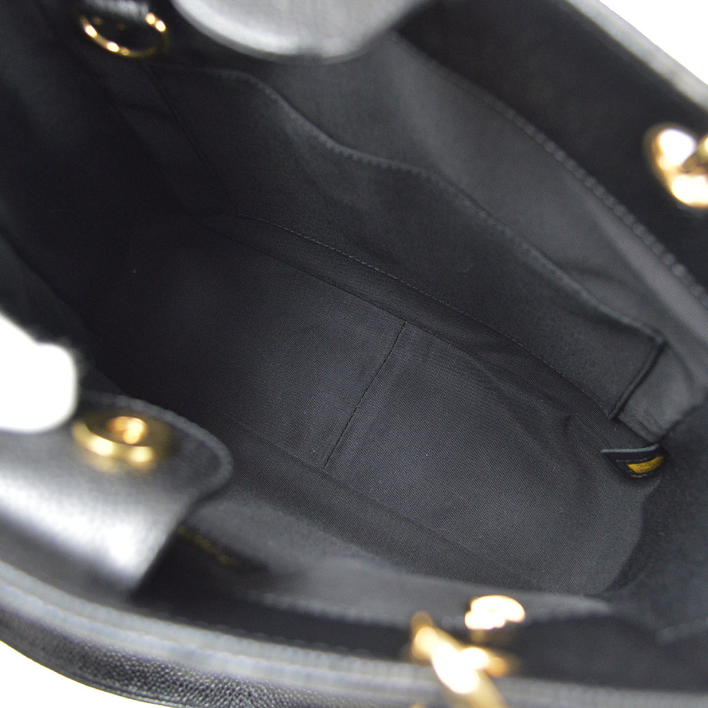 Chanel 2005-2006 Petite Shopping Tote PST Chain Hand Tote Bag Black Caviar