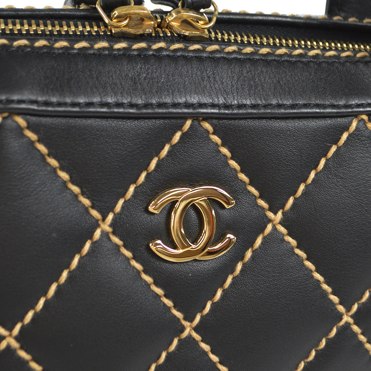 Chanel 2001-2003 Wild Stitch Handbag Black Calfskin