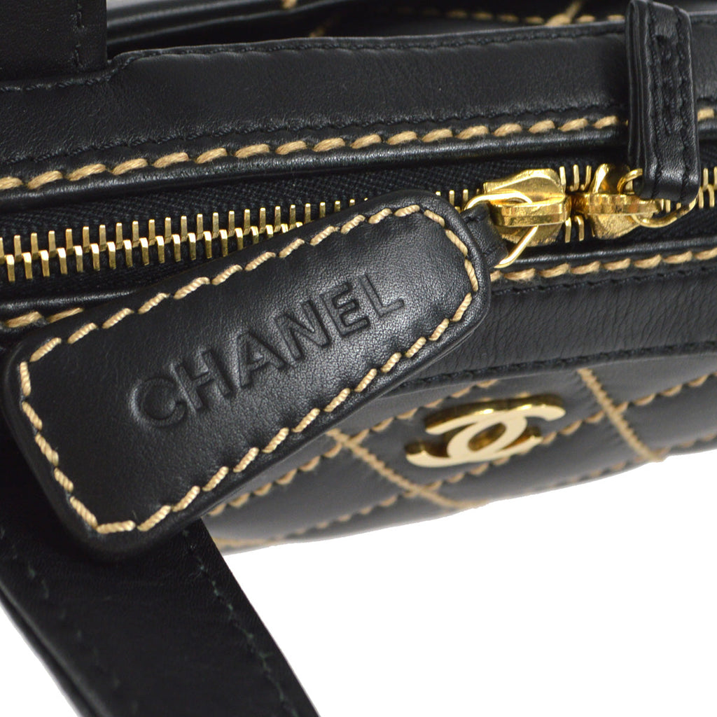 Chanel 2001-2003 Wild Stitch Handbag Black Calfskin