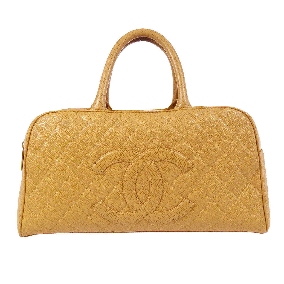 Chanel 2000-2001 Bowling Bag 37 Beige Caviar
